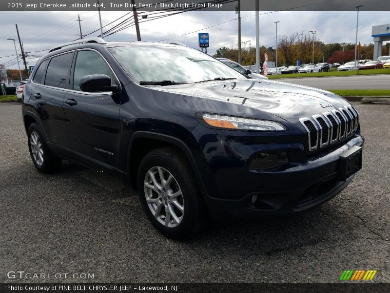 True Blue Pearl / Black/Light Frost Beige 2015 Jeep Cherokee Latitude 4x4
