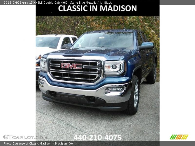 Stone Blue Metallic / Jet Black 2018 GMC Sierra 1500 SLE Double Cab 4WD