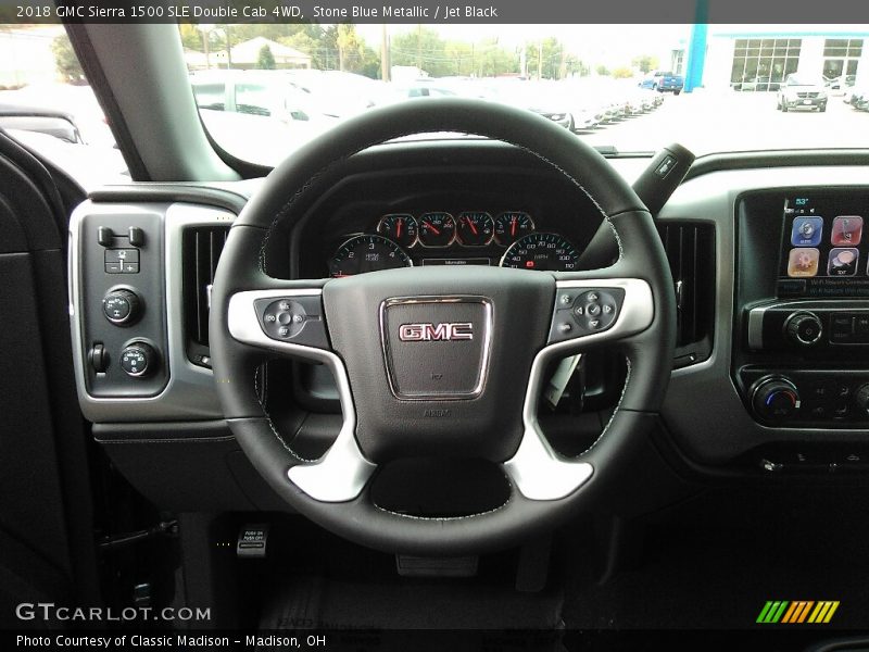 Stone Blue Metallic / Jet Black 2018 GMC Sierra 1500 SLE Double Cab 4WD