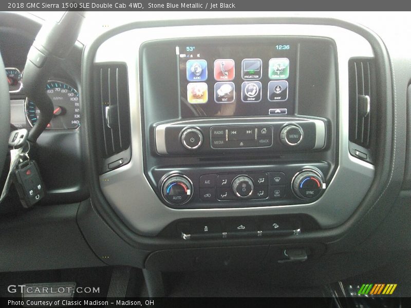 Stone Blue Metallic / Jet Black 2018 GMC Sierra 1500 SLE Double Cab 4WD