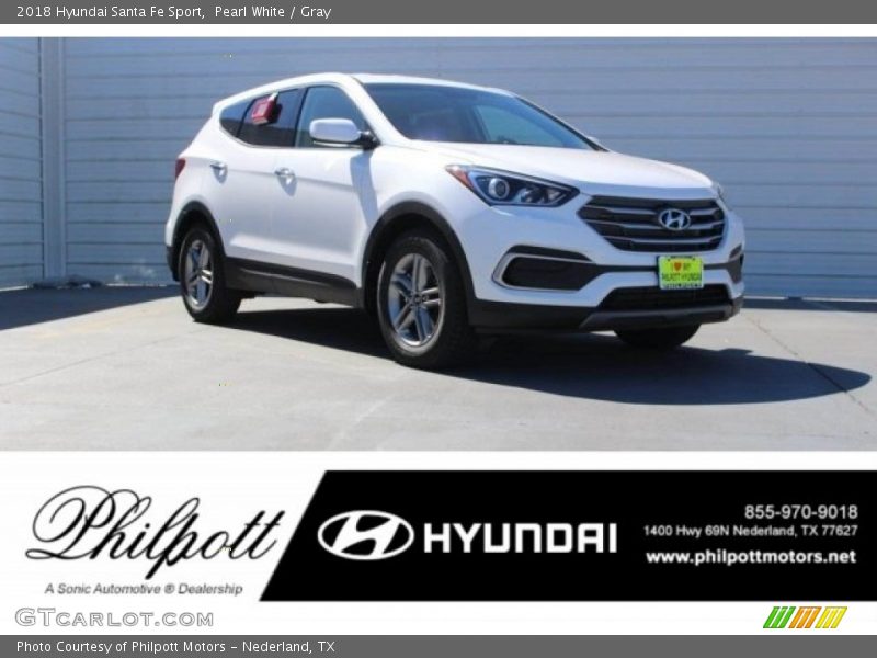 Pearl White / Gray 2018 Hyundai Santa Fe Sport