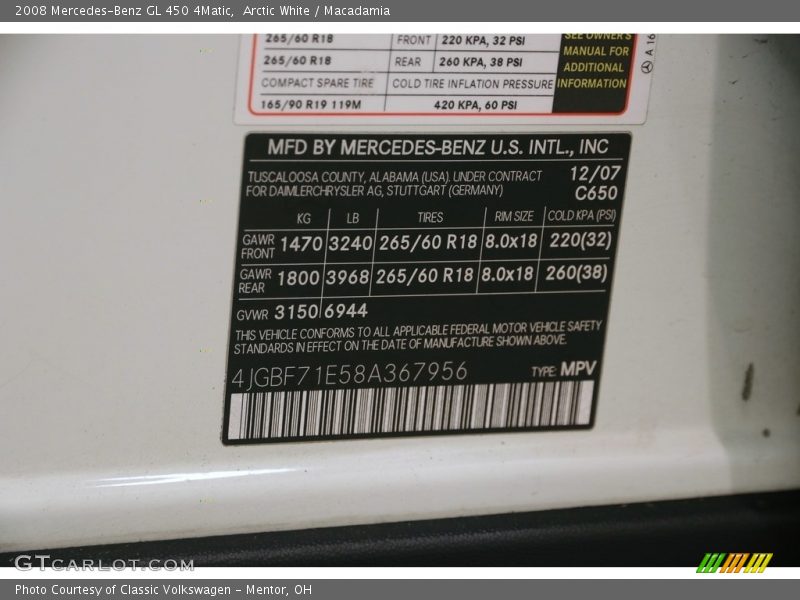 Arctic White / Macadamia 2008 Mercedes-Benz GL 450 4Matic