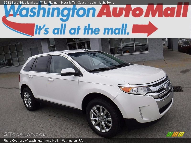 White Platinum Metallic Tri-Coat / Medium Light Stone 2012 Ford Edge Limited