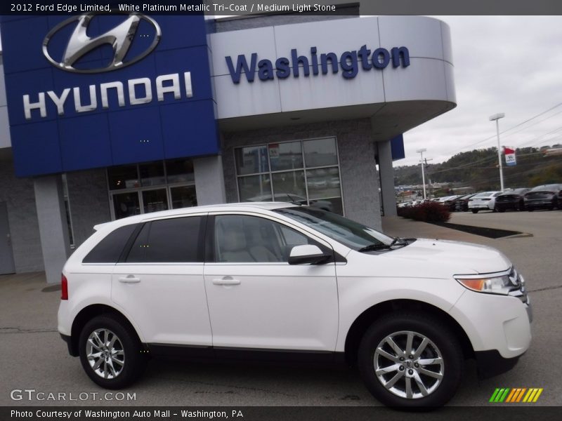 White Platinum Metallic Tri-Coat / Medium Light Stone 2012 Ford Edge Limited