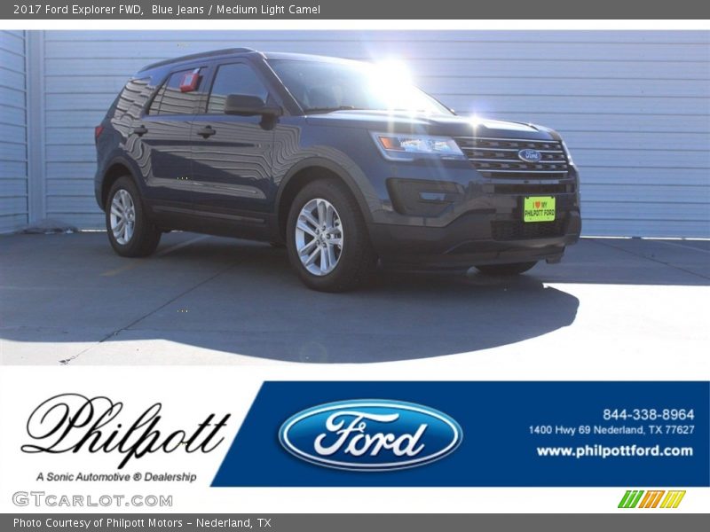 Blue Jeans / Medium Light Camel 2017 Ford Explorer FWD