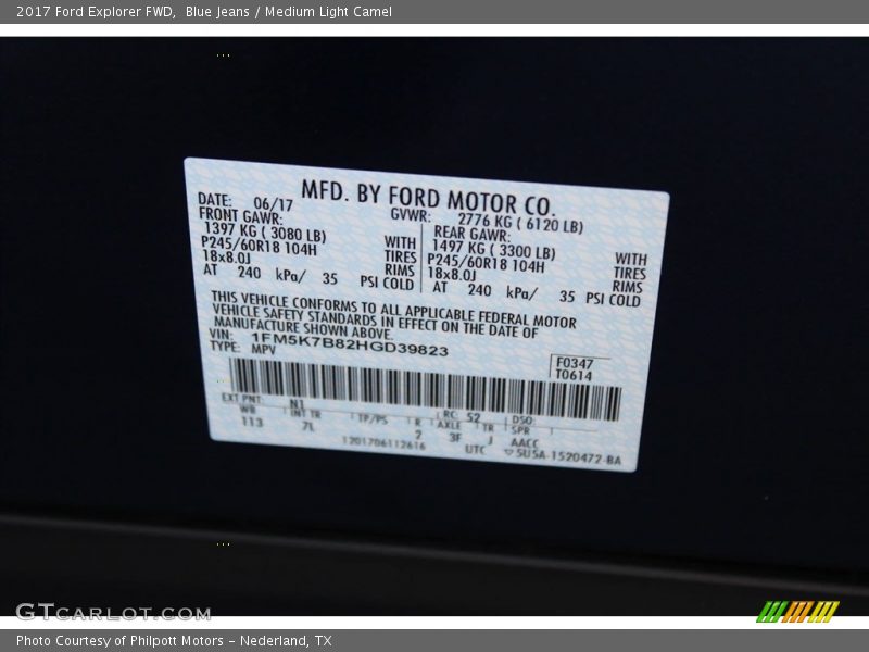 Blue Jeans / Medium Light Camel 2017 Ford Explorer FWD