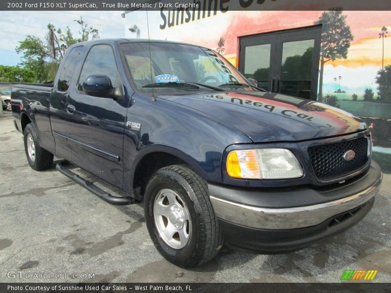 True Blue Metallic / Dark Graphite 2002 Ford F150 XLT SuperCab