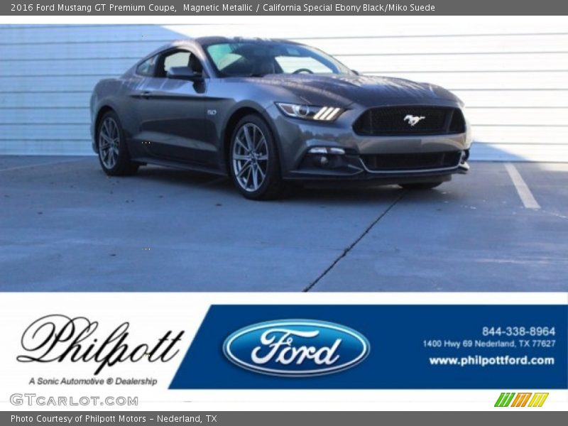 Magnetic Metallic / California Special Ebony Black/Miko Suede 2016 Ford Mustang GT Premium Coupe