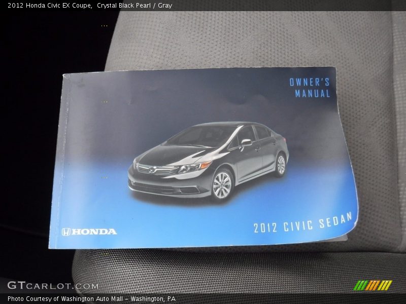 Crystal Black Pearl / Gray 2012 Honda Civic EX Coupe