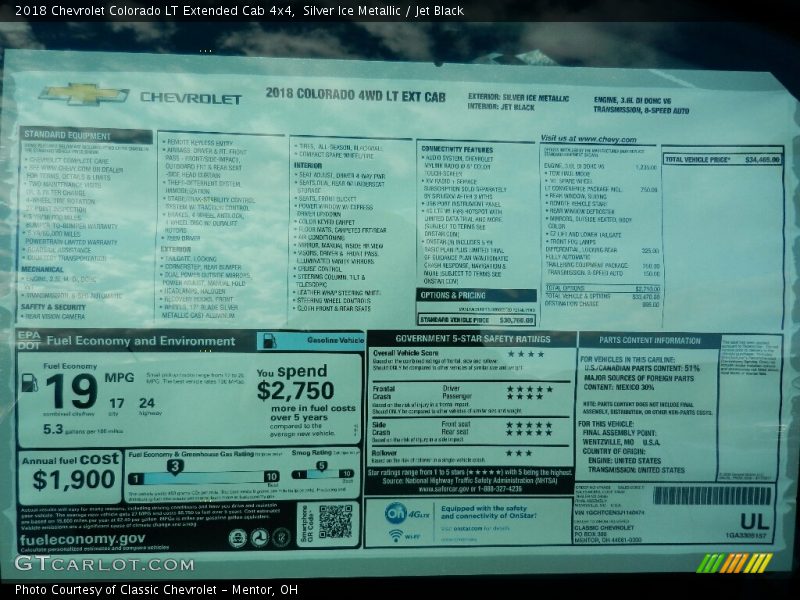 Silver Ice Metallic / Jet Black 2018 Chevrolet Colorado LT Extended Cab 4x4