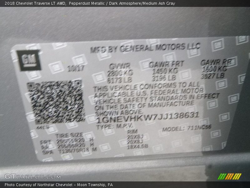 Pepperdust Metallic / Dark Atmosphere/Medium Ash Gray 2018 Chevrolet Traverse LT AWD