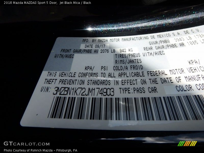 Jet Black Mica / Black 2018 Mazda MAZDA3 Sport 5 Door
