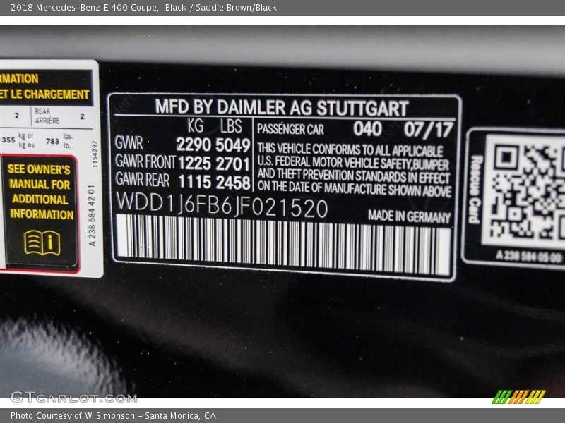 Black / Saddle Brown/Black 2018 Mercedes-Benz E 400 Coupe