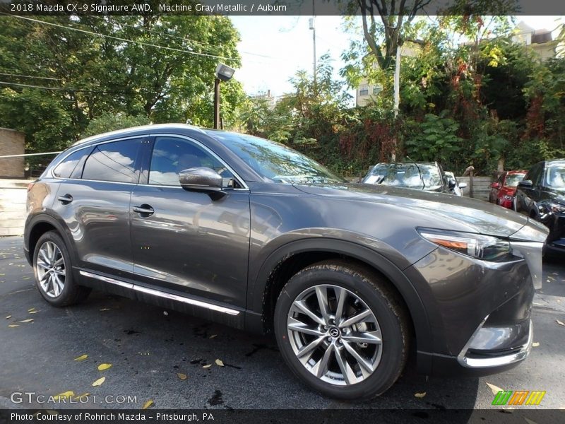 Machine Gray Metallic / Auburn 2018 Mazda CX-9 Signature AWD