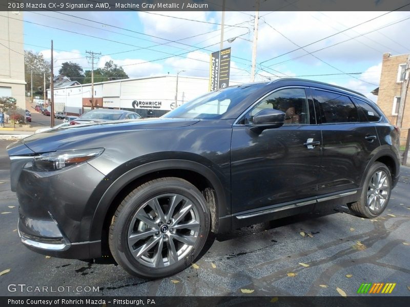 Machine Gray Metallic / Auburn 2018 Mazda CX-9 Signature AWD
