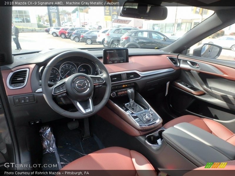 Machine Gray Metallic / Auburn 2018 Mazda CX-9 Signature AWD