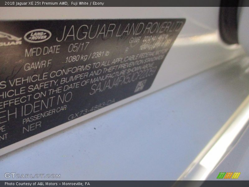 Fuji White / Ebony 2018 Jaguar XE 25t Premium AWD