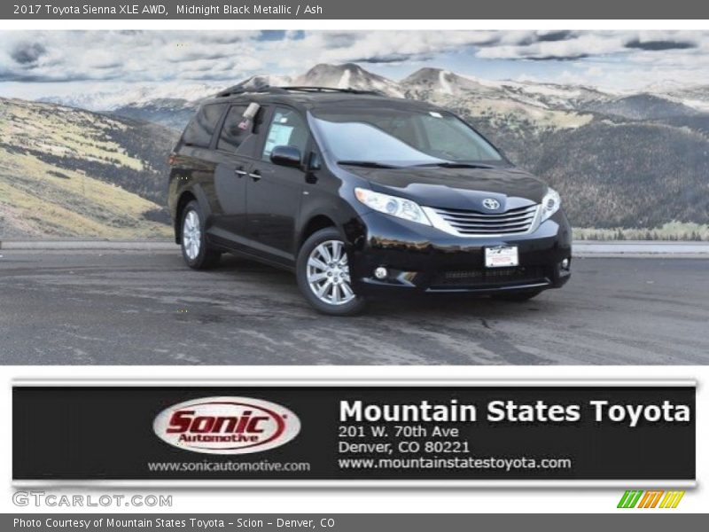 Midnight Black Metallic / Ash 2017 Toyota Sienna XLE AWD