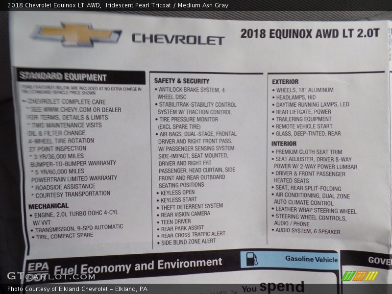 Iridescent Pearl Tricoat / Medium Ash Gray 2018 Chevrolet Equinox LT AWD