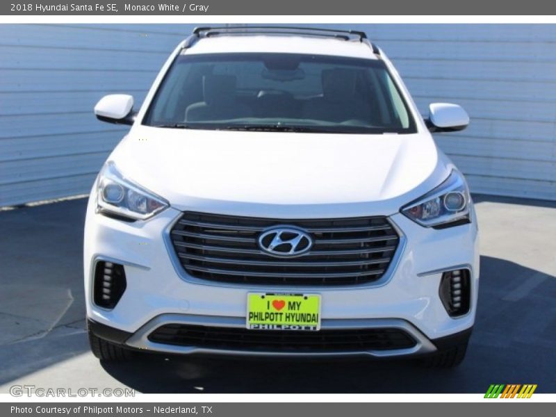 Monaco White / Gray 2018 Hyundai Santa Fe SE