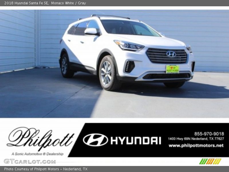 Monaco White / Gray 2018 Hyundai Santa Fe SE