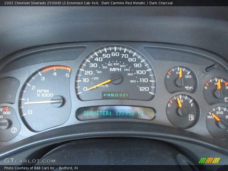 Dark Carmine Red Metallic / Dark Charcoal 2003 Chevrolet Silverado 2500HD LS Extended Cab 4x4