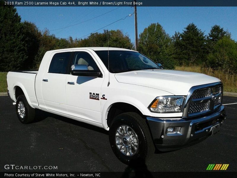 Bright White / Brown/Light Frost Beige 2018 Ram 2500 Laramie Mega Cab 4x4