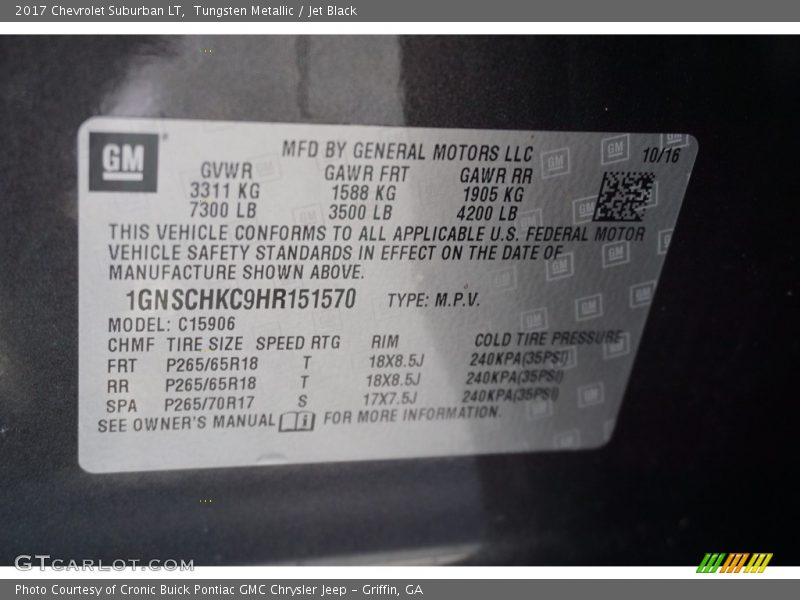 Tungsten Metallic / Jet Black 2017 Chevrolet Suburban LT