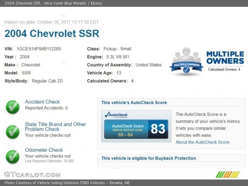 Ultra Violet Blue Metallic / Ebony 2004 Chevrolet SSR