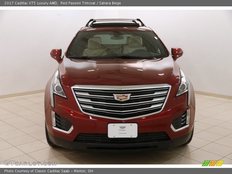 Red Passion Tintcoat / Sahara Beige 2017 Cadillac XT5 Luxury AWD