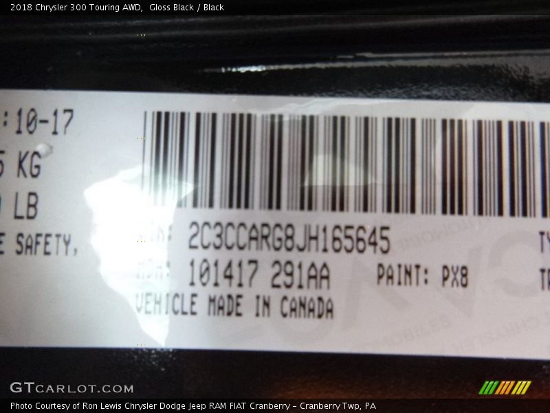 Gloss Black / Black 2018 Chrysler 300 Touring AWD