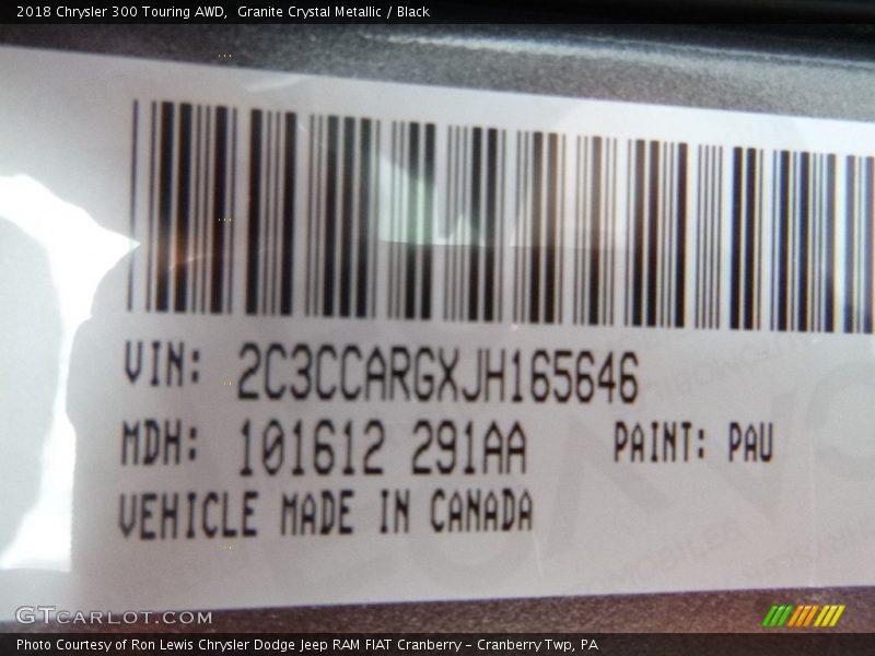 Granite Crystal Metallic / Black 2018 Chrysler 300 Touring AWD