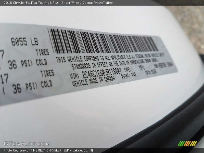 Bright White / Cognac/Alloy/Toffee 2018 Chrysler Pacifica Touring L Plus