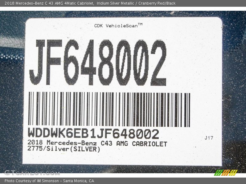 Iridium Silver Metallic / Cranberry Red/Black 2018 Mercedes-Benz C 43 AMG 4Matic Cabriolet