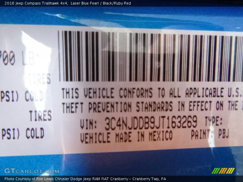 Laser Blue Pearl / Black/Ruby Red 2018 Jeep Compass Trailhawk 4x4