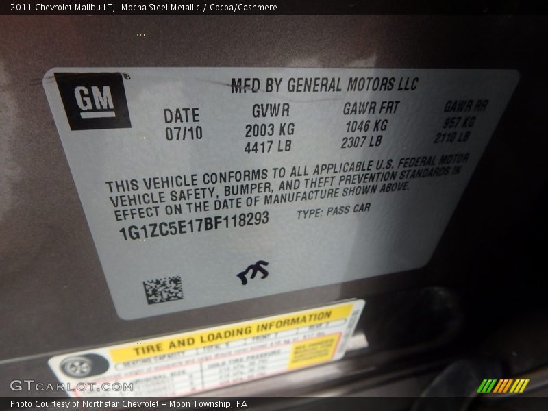 Mocha Steel Metallic / Cocoa/Cashmere 2011 Chevrolet Malibu LT