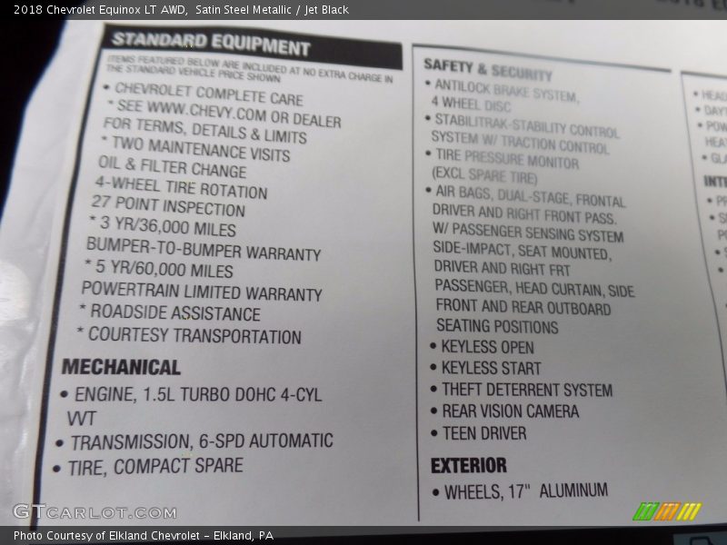 Satin Steel Metallic / Jet Black 2018 Chevrolet Equinox LT AWD
