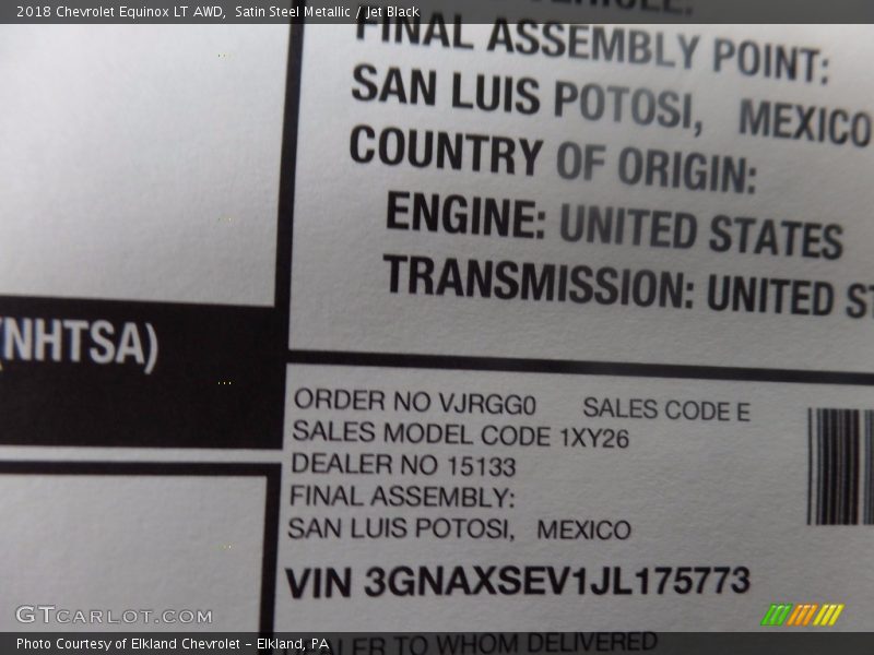 Satin Steel Metallic / Jet Black 2018 Chevrolet Equinox LT AWD