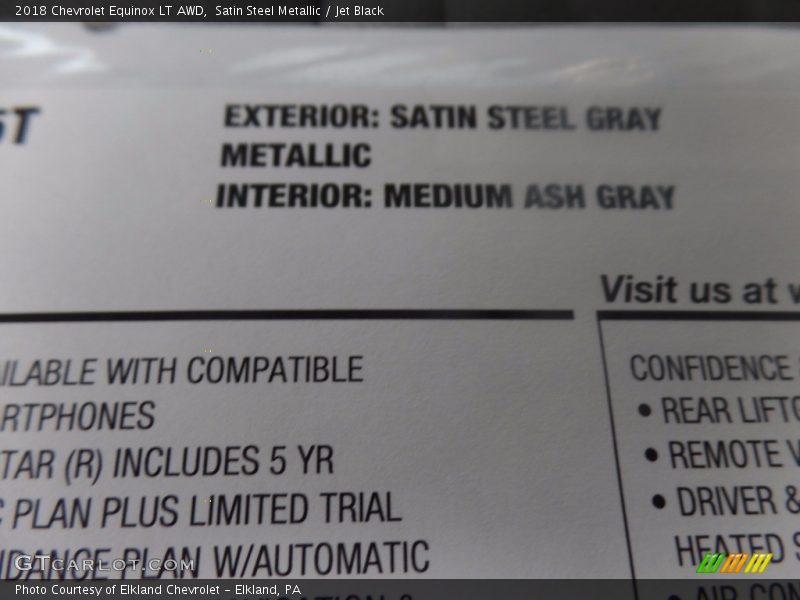 Satin Steel Metallic / Jet Black 2018 Chevrolet Equinox LT AWD