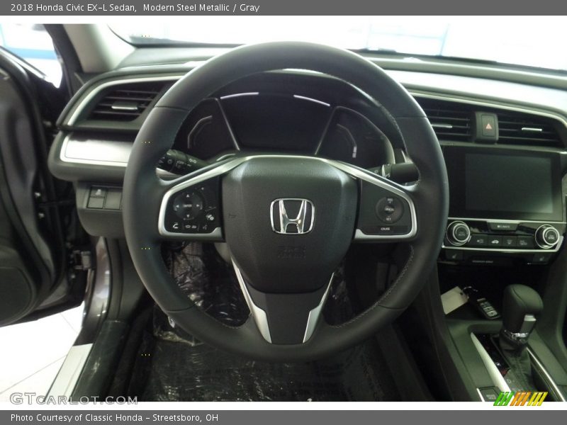 Modern Steel Metallic / Gray 2018 Honda Civic EX-L Sedan