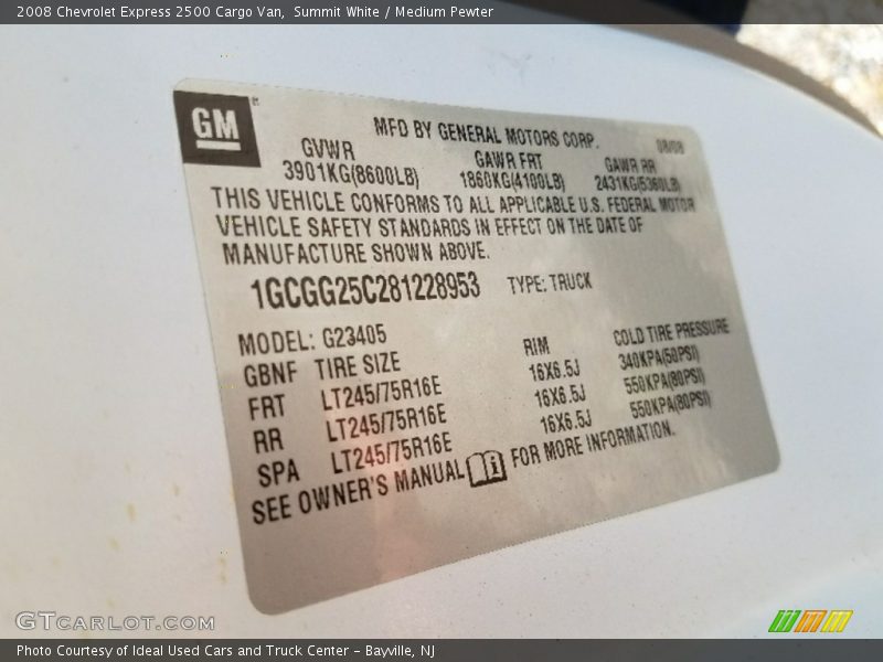 Summit White / Medium Pewter 2008 Chevrolet Express 2500 Cargo Van