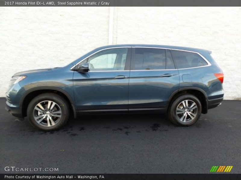 Steel Sapphire Metallic / Gray 2017 Honda Pilot EX-L AWD