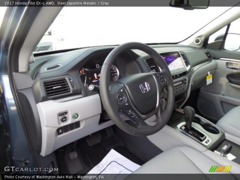Steel Sapphire Metallic / Gray 2017 Honda Pilot EX-L AWD