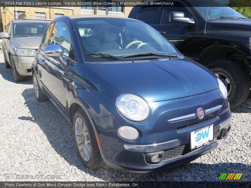 Verde Azzurro (Blue-Green) / Marrone/Avorio (Brown/Ivory) 2013 Fiat 500 c cabrio Lounge