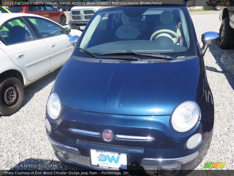Verde Azzurro (Blue-Green) / Marrone/Avorio (Brown/Ivory) 2013 Fiat 500 c cabrio Lounge