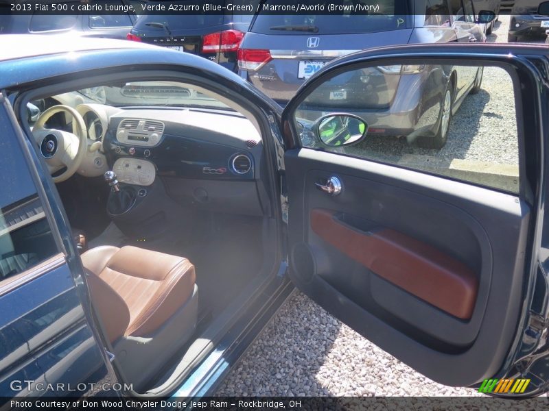 Verde Azzurro (Blue-Green) / Marrone/Avorio (Brown/Ivory) 2013 Fiat 500 c cabrio Lounge