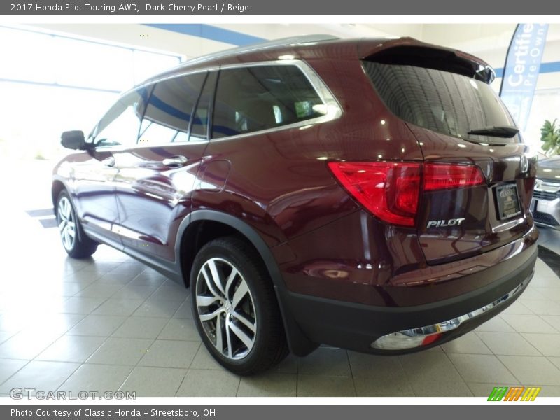 Dark Cherry Pearl / Beige 2017 Honda Pilot Touring AWD