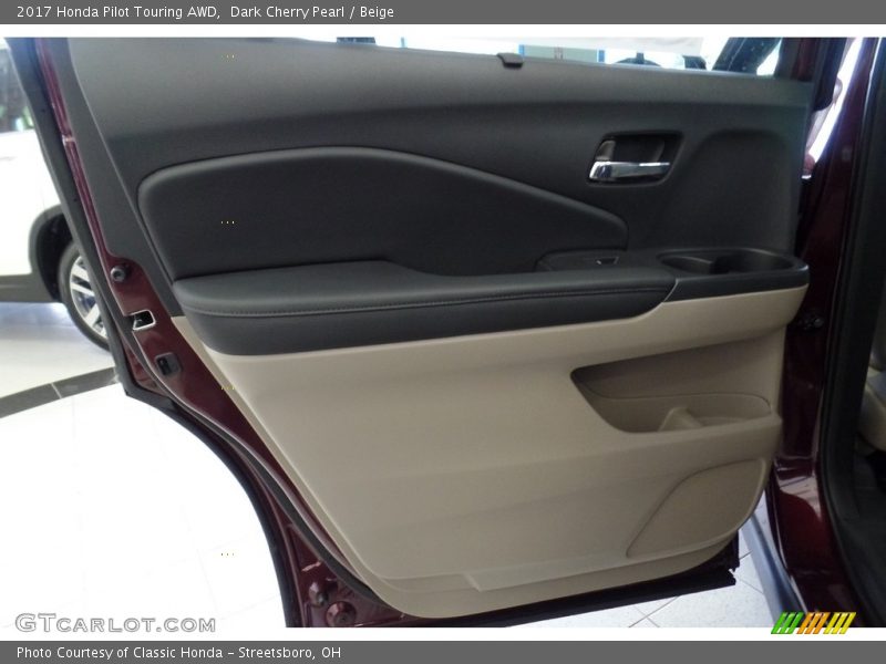Dark Cherry Pearl / Beige 2017 Honda Pilot Touring AWD
