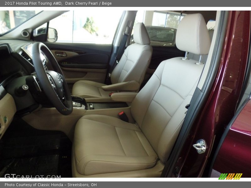 Dark Cherry Pearl / Beige 2017 Honda Pilot Touring AWD
