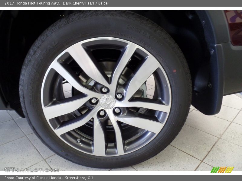 Dark Cherry Pearl / Beige 2017 Honda Pilot Touring AWD